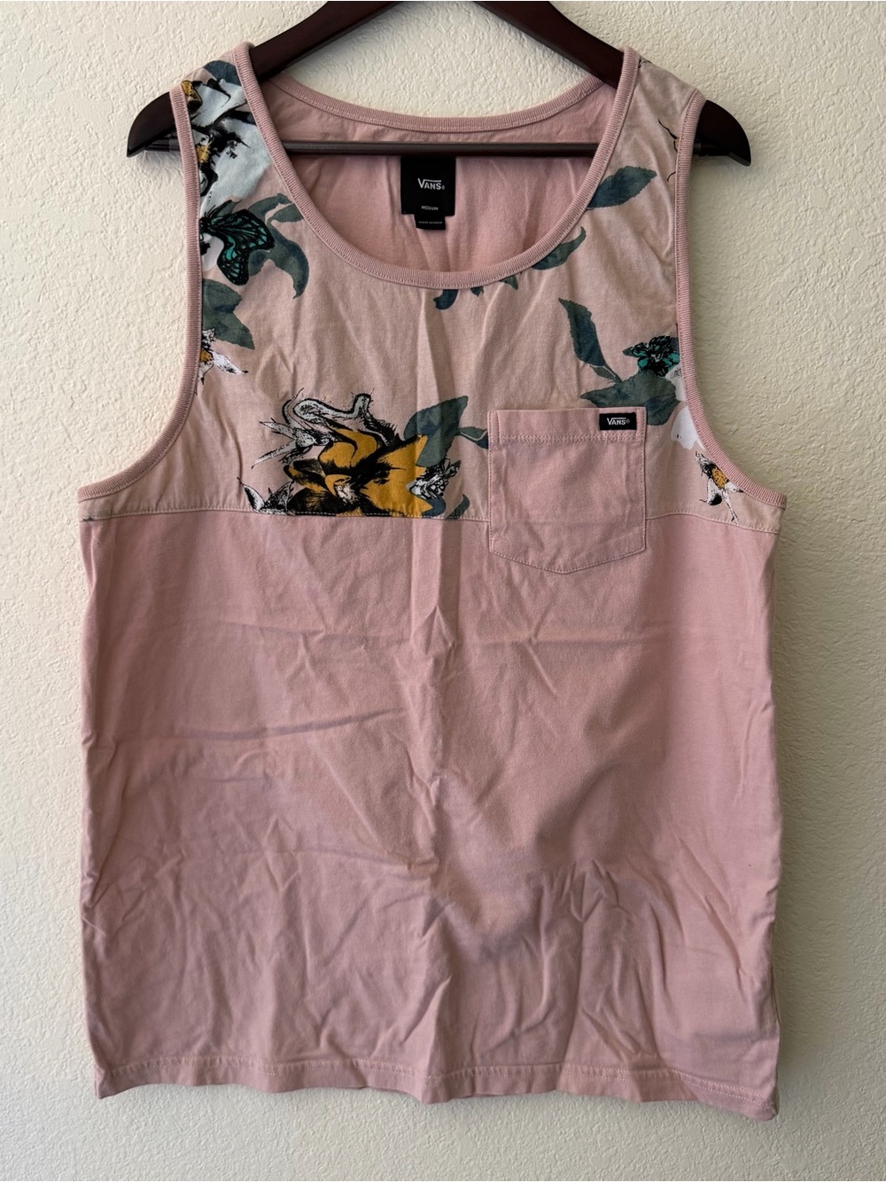 Vans Dusty Pink Floral Chest Pocket Tank